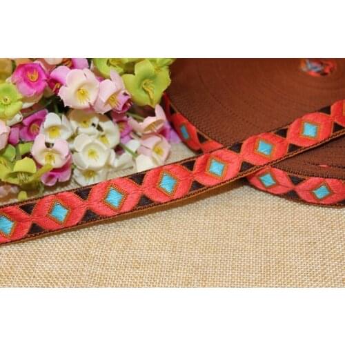 10yards/lots Woven Jacquard Ribbon 2cm Geometric pattern IS-1538