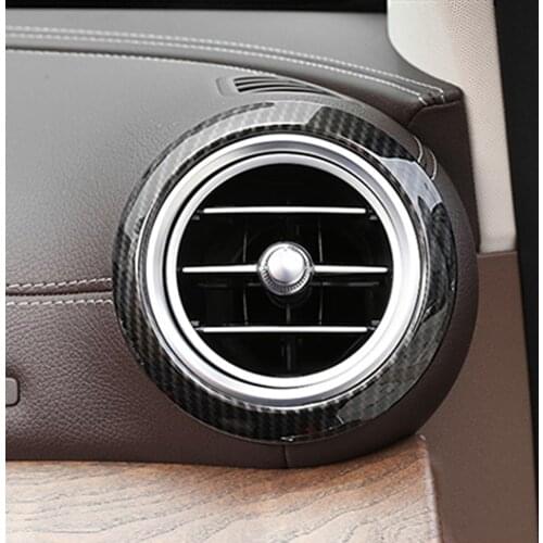 2Pcs Carbon Fiber Car Chrome Side Air Conditioning Vent Ring Cover Trim Frame for Mercedes Benz E-Class W213 Auto Accessories