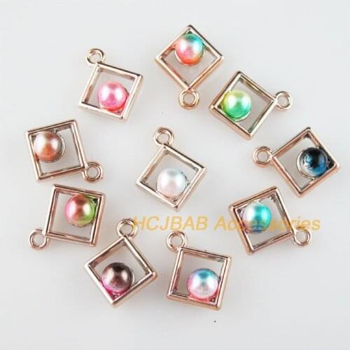 30 New Square Charms Colored Acrylic KC Gold Plated Pendants 15x18mm