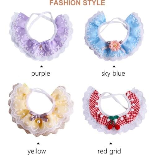 4 Color Flower Pet Collar Lace Bibs Lovely Dog Cat Necklace Cute Lace Pet Collar Bib Dog Cat Scarf Decor Collars Cat Accessories