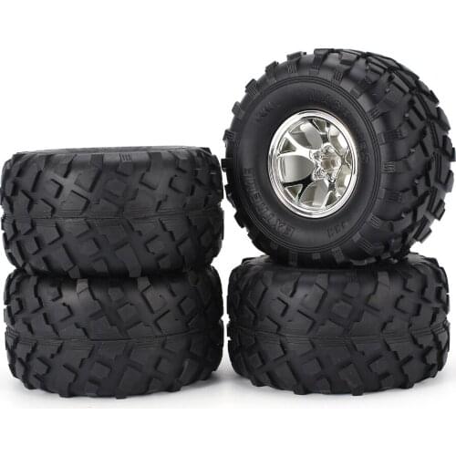 4pcs AX-3004 130mm Rim Rubber Tyre Tire Wheel Plastic Hub for 1/10 RC Bigfoot Model HSP HPI Beadlock Spare Parts