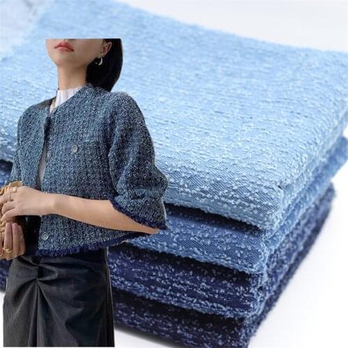 50cm*150cm/piece Small fragrance wind pure cotton denim high-grade washed clothing fabric