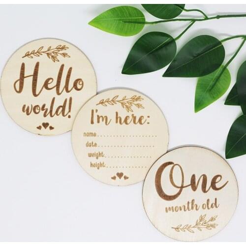 6 Sheet/Set Wooden Baby Growth Sharing Cards Nice Birthday Gift for Infant Newborn Milestone Photographic Props Ornament