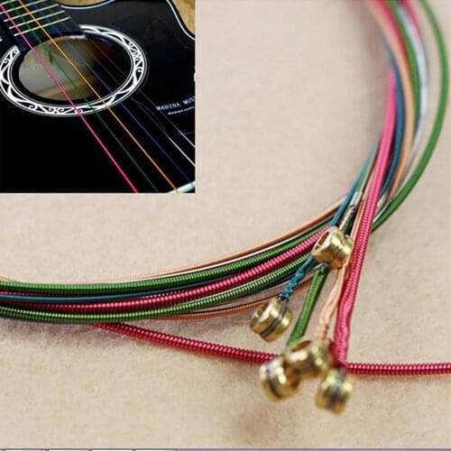6Pcs/1Set Rainbow Colorful Guitar Steel Strings E-A for Acoustic Folk Guitar Classic Guitar Multi Color Guitar Parts Accessories