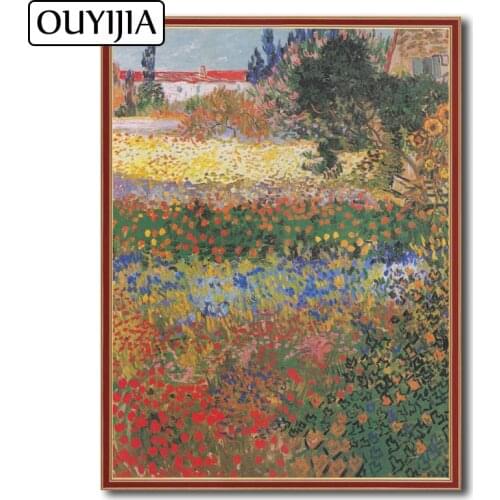 OUYIJIA Van Gogh Blumengarte 5D DIY Diamond Painting Oil Retro Embroidery Diamond Mosaic Rhinestone Cross Stitch Decoration Gift