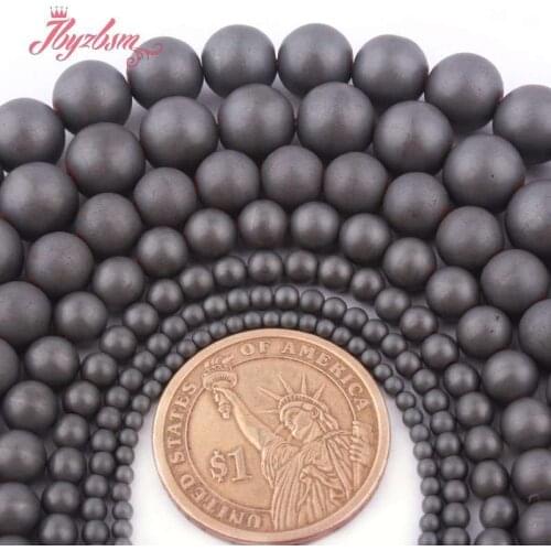 Black Hematite Beads Round Frost Stone Loose Spacer Beads 2.3. 4.6.8.10mm for DIY Women Men Jewelry Making Necklace Bracelet 15"
