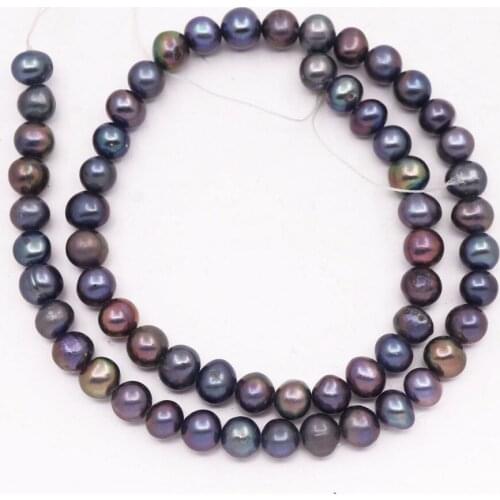 6mm-7mm Black Pearl Loose Beads Crafts Jewelry Making 14" Long