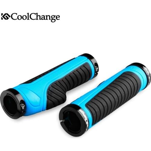CoolChange Cycling Handlebar Rubber Grips Bike MTB Grips of Bilateral Lockable Anti-skid Ergonomics Parts 3 Colors Bicycle Grips