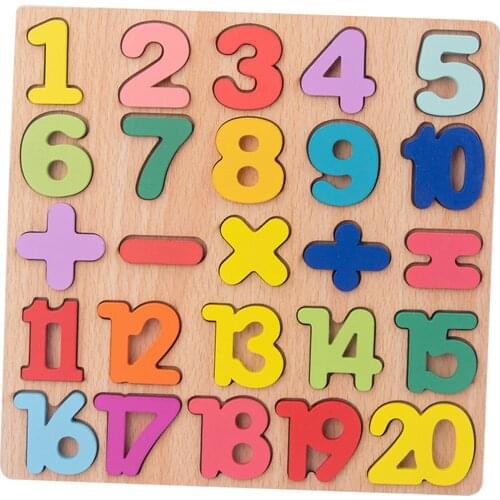 Wood Number Puzzle Pre-school Counting 1-20 Numbers Learning Board Kids Gift