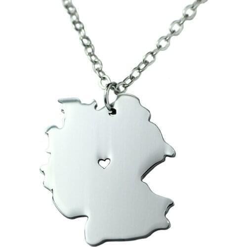 European And American Popular, German Map Stainless Steel Necklace Pendant