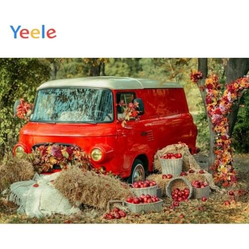 Autumn Farm Thanksgiving Backdrop Countryside Harvest Red Car Hay Baby Shower Background For Photo studio Photocall Photophone