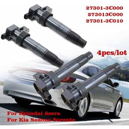 4 PCS IGNITION COIL FOR HYUNDAI GENESIS SONATA V SANTA FE II KIA CARENS III SORENTO 2.0L 2.4L 3.3L 3.8L V6 (2005-) 27301-3C000