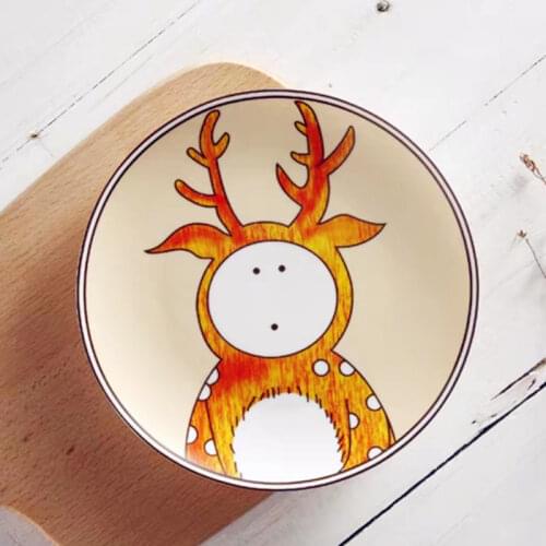 Creative Cartoon Animal Plate Ceramic Dinnerware dish Breakfast Plate Fruit Salad Cake Dessert Tray Steak Western Flat Plate