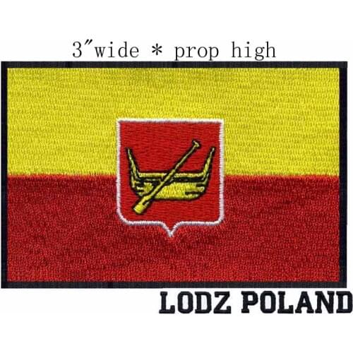 Lodz, Poland Flag 3.0" wide embroidery patch for ghostbuster patches/thin lines/appliques rhinestone