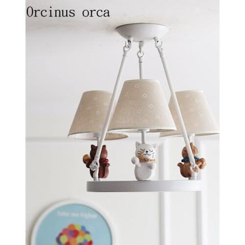 American cartoon cartoon kitten chandelier child room Boy Girl Bedroom modern minimalist doll LED pendant lamp free shipping