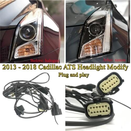 CZMOD Car Headlight Modification Upgrade Wiring Adapter Harness For 2013-2018 Cadillac ATS From Halogen To Xenon Plug And Play