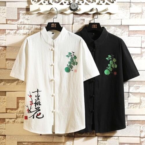 Fashion Korea Design Hawaii Beach Short Sleeve Casual Black White Shirts Mens Print Blouse 2021 Summer Clothing OverSize 5XL