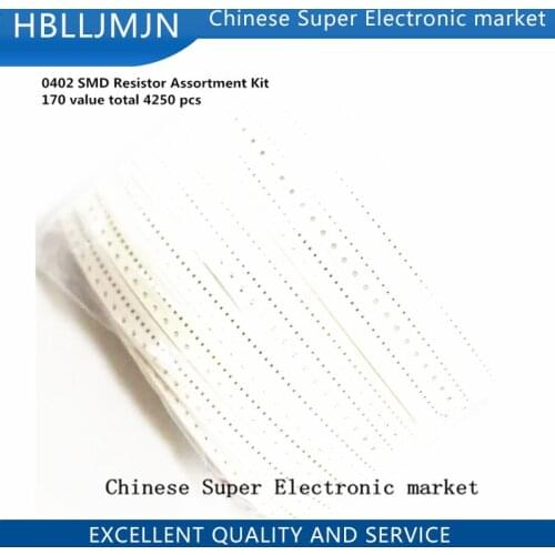 0402 SMD Resistor Assortment Kit 170 value total 4250 pcs chip resistor pack