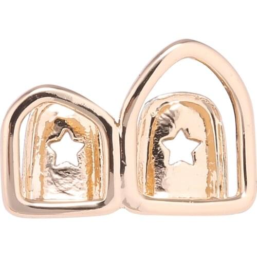 Hollow out Single Gold Teeth Grills Hip Hop Grills Top Grill Cosplay Teeth Cap Tooth Body Jewelry Copper Dental Grills Simple