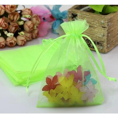 Wholesale 100pcs 7*9cm Light Green Organza Bags Small Drawstring Pouch Bag Wedding Candy Gift Jewelry Packaging Bag Pouches