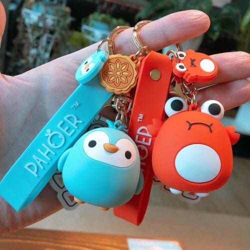 Pahoer Character Cartoon Cute Car Keychain Bag Pendant Keyring Woman Fashion New Sell Cute Sea Animal Key Chain