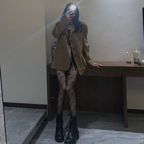 Sexy Fishnet Tights Hollow Out Moon Print Black Silk Ultra Thin Spring Summer Perspective Hot Fishing Net Stockings Tights