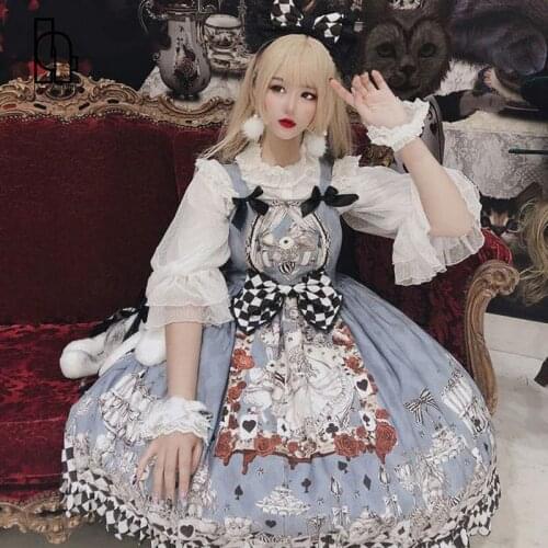 Luck A Lolita Dress Gothic Retro Dark Funeral Lolita Dress Jsk Suspender Harajuku Cool Fashion Cosplay Female Sleeveless Dress