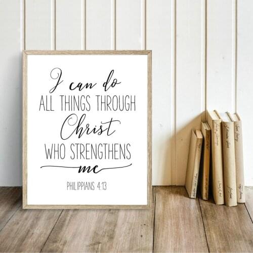 Bible Verse Philippians 4:13 Nursery Canvas Painting Modern Print Poster Scripture Quotes Christian Wall Art Pictures Home Decor