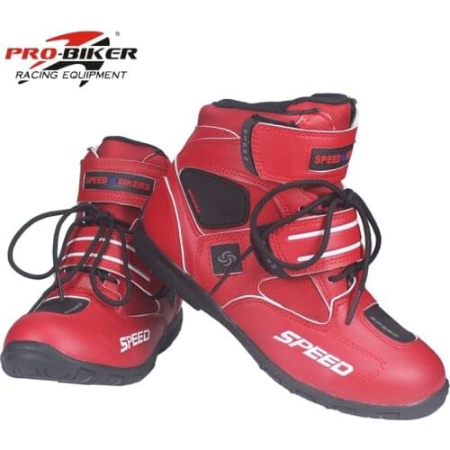 PRO-BIKER Motorcycle Boots Microfiber Leather Shoes Breathable Racing Boots SPEED Motorboat Motocross Mens Anti-skid Boots