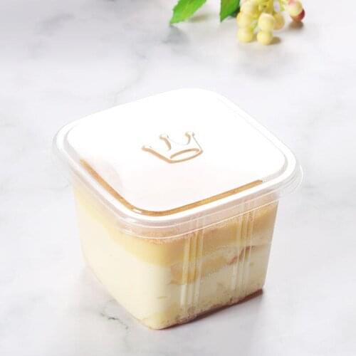 Clear Cake Box Transparent Square Mousse Plastic Cupcake Boxes With Lid Yoghourt Pudding Wedding Party Supplies LX8408