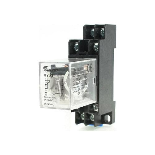 MY2J DC 6V Coil General Purpose Relay DPDT 8 Pin 5A 240VAC/28VDC w Socket Base