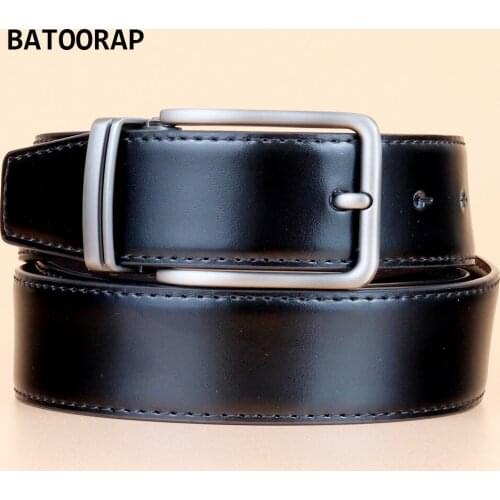 New Arrival Mens Black Leather Belt Pin Buckle Needle Metal Business Trouser Strap Male Cowskin Waist Belts High Quality HB030