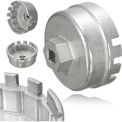 Silver 14 Flutes Oil Filter Socket Housing Remover Tool Wrench Kit for Toyota
