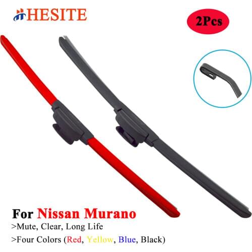 2Pcs Colorful Front Hybrid Car Windshied Wiper Blades For Murano Nissan Z50 Z51 Z52 2003-2020 Frameless Wipers 26"+18" Red Brush