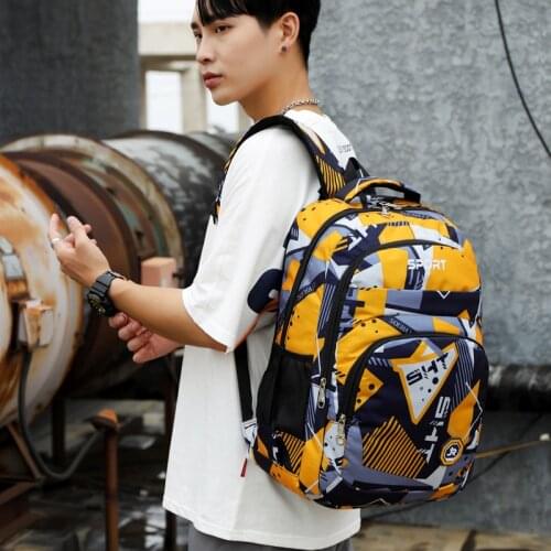 Schoolbag Mens Fashion Trendy Large Capacity Schoolbag Student Outdoor Travel Backpack