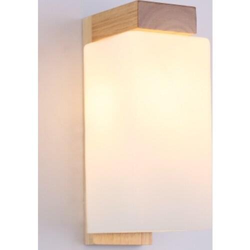 Loft Industrial Solid Wood & Glass LED Wall Lamp Bedroom Aisle Light For Bedroom Bedside Hall