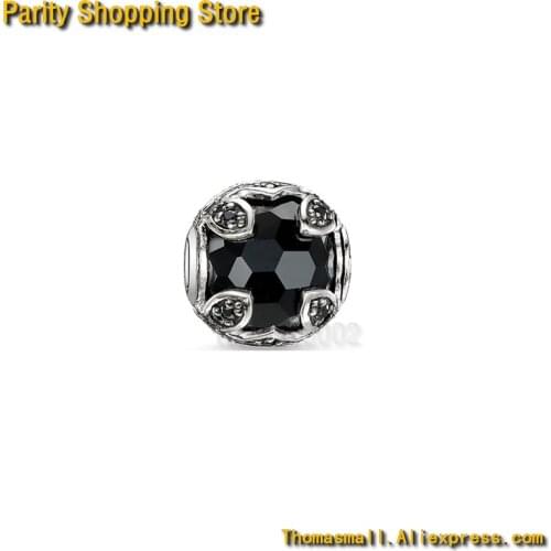 ThomasET1203 Hot Sale Black Crystal Bead Style Beads Good Jewelry For Women 2015 Ts Gift In silver-plated