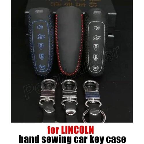 Only Red fashion style best gift car key case cover Genuine quality leather sewing by Hand fit for FORD EDGE EXPLORER LINCOLN