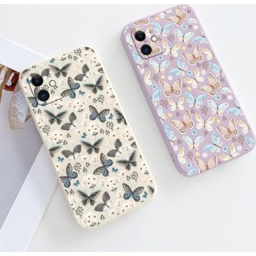Butterfly Liquid Silicone Case For iPhone 12 Pro Max Mini 11 Pro Max X XR XS MAX SE2020 8 7 6 6S Plus Soft Phone Back Cover