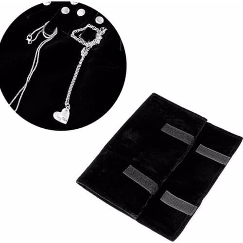 1pcs Black Jewelry Roll Organizer Bag Travel Necklace Bracelet Carrying Case Display Holder