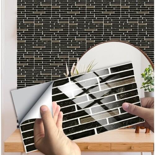 10pcs Flat Marble Pattern Embossing Tiles Sticker Kitchen Bathroom Wardrobe Home Decor Glossy Surface Peel & Stick Wall Decals