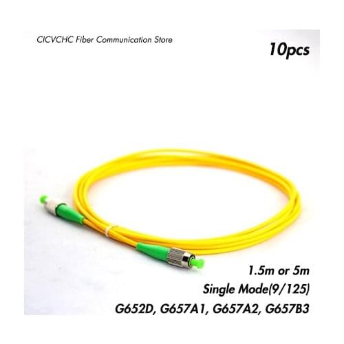 10pcs FC/APC-FC/APC Fiber Patchcord-SM(9/125) G657B3, G657A2, G657A1, G652D-1.5m or 5m-3.0mm Cable / Jumper