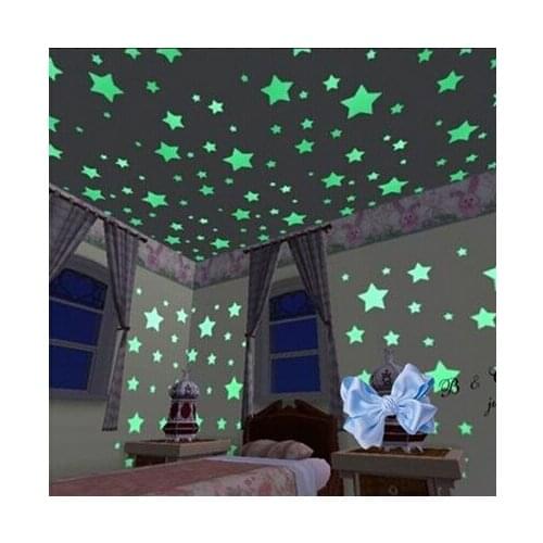 100pcs/bag 3cm Glow in the Dark Toys Luminous Star Stickers Bedroom Sofa Fluorescent Painting Toy PVC Stickers for Kids Room