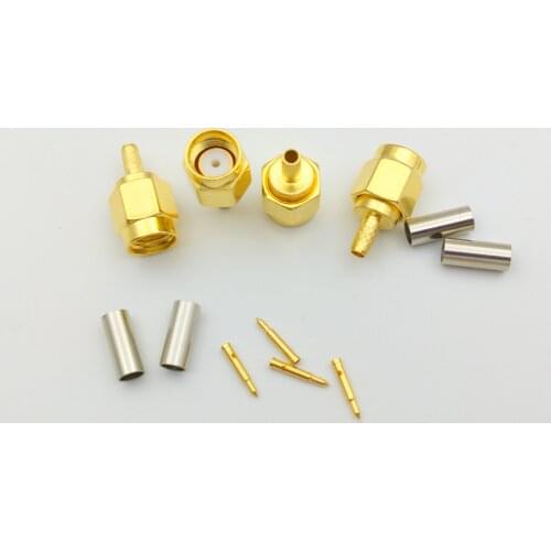 200pcs SMA Plug male RF Crimp for LMR100 RG316 RG174 cable adapter New