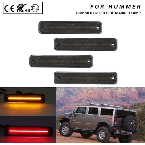 4X Smoke lens LED side marker light lamp Front+Rear Amber/Red FOR Hummer H2 03-09