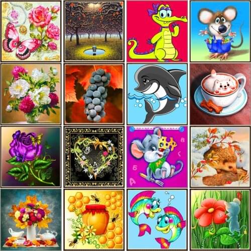 5D diamond painting animal cartoon flowers landscape DIY round diamond embroidery kit mosaic home decoration