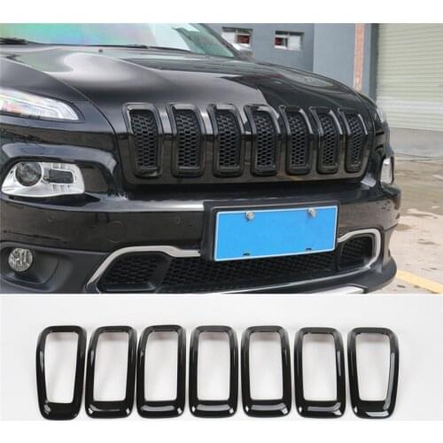 7Pc/Set Exterior Car Front Grille Central Insert Mesh Grill Frame Cover Trim Styling For Jeep Cherokee 2014 2015 2016