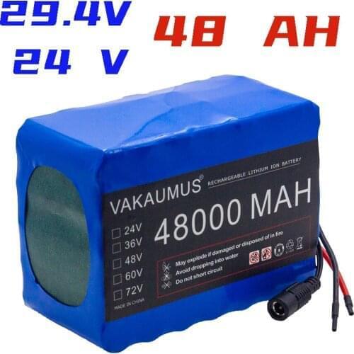 Large Capacity 29.4V 48AH 18650 7S6P 24V 250W 350W 500W 750W Ebike Electric Bicycle Battery Scooter Lithium Battery Pack