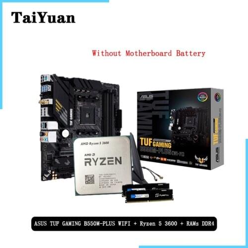 AMD Ryzen 5 3600 R5 3600 CPU + TUF GAMING B550M PLUS (WI-FI) Motherboard + Pumeitou 2*8GB DDR4 2666Mhz memory combo kit set