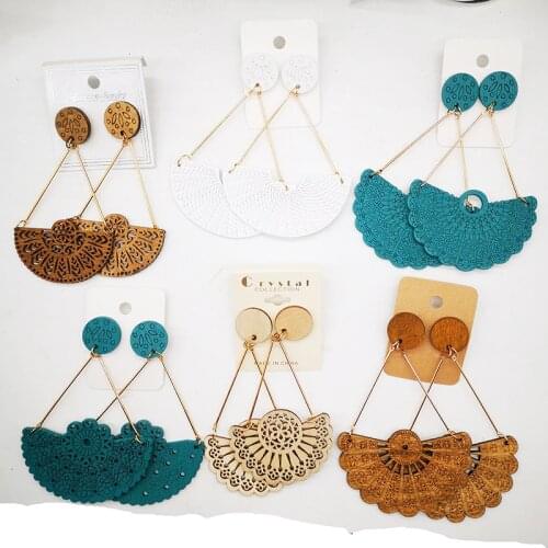 Free Shipping!6pairs/lot African Drop Wooden Earrings